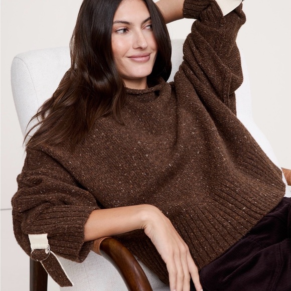 Banana Republic Speckled Brown Italian Wool-Blend Sweater - Picture 4 of 4